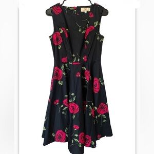 Grace Karin Rose Floral Sleeveless Vintage Tea Dress Black/Red Size S